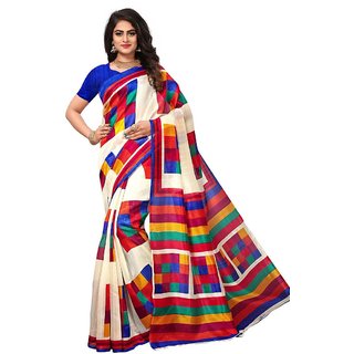 Women's Off White, Blue Color Bhagalpuri Silk and Art Silk Saree With Blouse