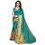 Women's Turquoise, Beige Color Poly Silk Saree With Blouse