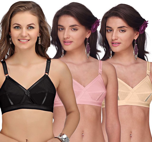 Buy Sona Perfecto Women Full Cup Everyday Dream Fit Plus Size Cotton Bra  Non Wired Combo Pack of 3 Online @ ₹803 from ShopClues