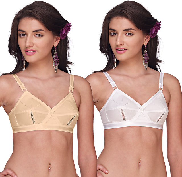Buy Sona Perfecto Women Full Cup Everyday Dream Fit Plus Size Cotton Bra  Non Wired Combo Pack of 2 Online @ ₹554 from ShopClues