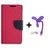 Wallet Flip Cover For Micromax Canvas Colours A120  / Micromax A120  - PINK With Usb Fan