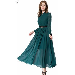 WC-070 Westchic GREEN BELT Long Dress 