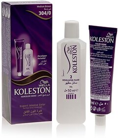 Wella Koleston Hair Colour Creme  Medium Brown 304/0 - 50ml (Pack Of 3)