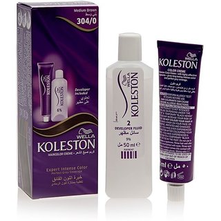 Wella Koleston Hair Colour Creme  Medium Brown 304/0 - 50ml (Pack Of 3)