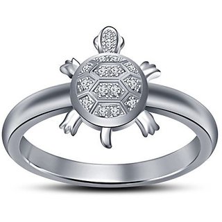 RM Jewellers 92.5 Sterling Pure Silver American Diamond Stylish Tortoise Ring