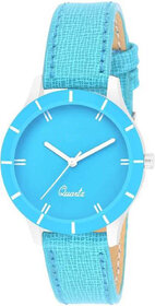 HRV CutGlass SkyBlue Leather Women Watch