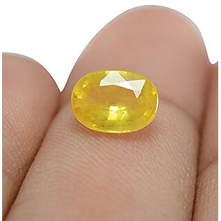                       Bhairaw gems Yellow Sapphire Pukhraj 4.65 Ct. Or 5.25 Ratti Stone for Men and Woman                                              