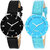 HRV CutGlass SkyBlue and Black pack of 2 Leather Women Watch