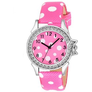                       HRV LimitedEdition Pink Leather Strap Attractive Stylish Women Watch                                              