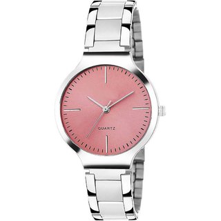 HRV W-44010 Pink dial stainless steel strap fancy attractive watch for women Watch