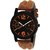 Hrv Latest New Best Chronograph Pattern Round Dial Brown Genuine Leather Strap Watch For Men