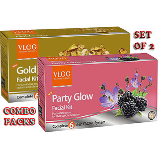 VLCC Gold Facial Kit + Party Glow Facial Kit Combo Pack