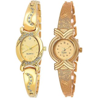 HRV Gold Oval And X Model Women And Gilrs Analog Watch BY HRV