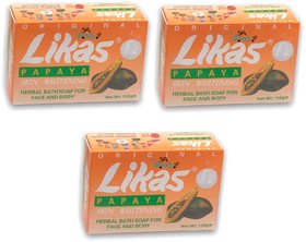 Likas Papaya Skin Whitening Herbal Soap - Brand logo - 135g (Pack Of 3)