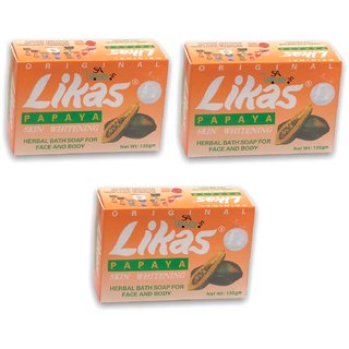                       Likas Papaya Skin Whitening Herbal Soap - Brand logo - 135g (Pack Of 3)                                              