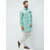 irin Pista Green Poly Viscose Full Sleeves Solid Collar Pathani Set For Men