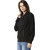Miss Chase Women's Black Round Neck Full Sleeve Cotton Solid Multicolored Twill Tape Detailing Bomber Jacket