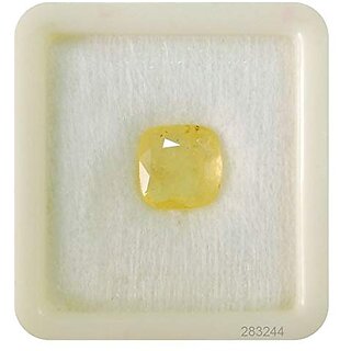                       Bhairaw Gems 5.25 RATT 4.32 Carat Yellow Sapphire-Pukhraj Stone UNTREATED Original Natural EIRTH MINED Yellow                                              