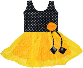 Flora's Self Design Cotton Frocks For Girls