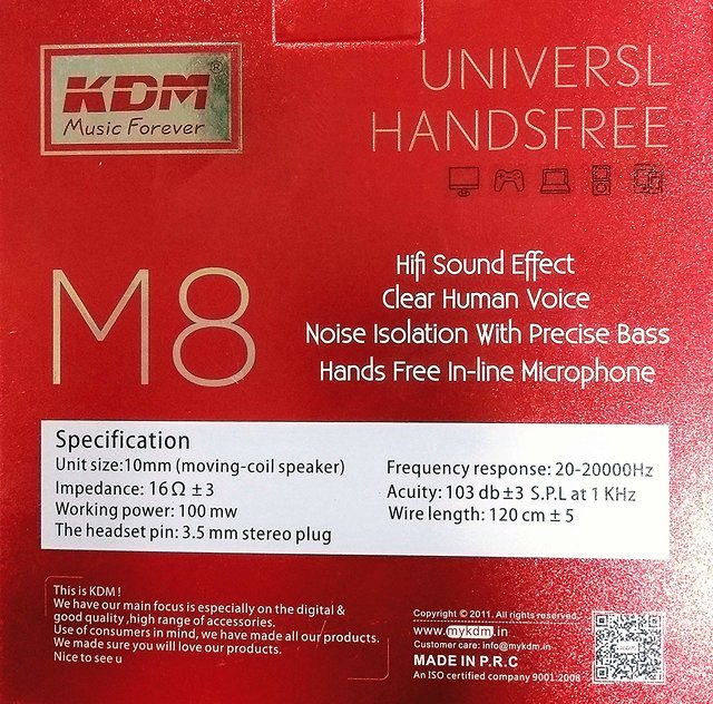 kdm m8 mini stereo earphones