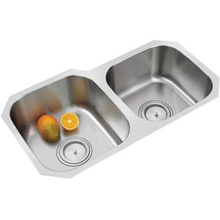 Anupam Stainless Steel Kitchen Sink 402 785 X 455 X 200 Mm 31 X 18 X 8 Inch Double Square Bowl Under Mount Sink 304