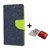 Wallet Flip Cover For REAL ME 1     - BLUE With Quantum Micro SD Card Reader