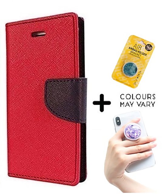 zonde zwavel genade Buy Wallet Flip Cover For Samsung Galaxy S5 Mini / Samsung S5 Mini - RED  With Grip Pop Holder for Smartphones Online @ ₹389 from ShopClues
