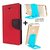 Wallet Flip Cover For  Redmi 4 (4X) / REDMI 4X - RED With Mobile Stand