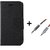 Flip Back Cover For Huawei Honor 7C / honor 7C   ( BLACK ) With Aux Cable