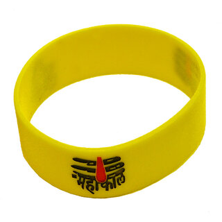                       Sullery Loard Shiv Mahakal   Yellow  Black  Red  Silicon  Bracelet                                              