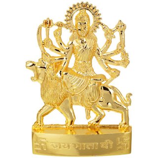 Gifts  Decor Zinc Gold Plated Goddess Maa Durga Idol (7 cm x 4.5 cm x 1 cm, Gold)