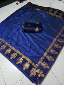navy blue sana silk desinger with blouse piece