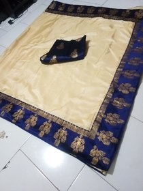 beige sana silk desinger saree with blouse piece