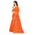 Women's Orange Sana Silk Embroidery Saree With Bangalore Silk Embroidery Un-Stitched Blouse Piece