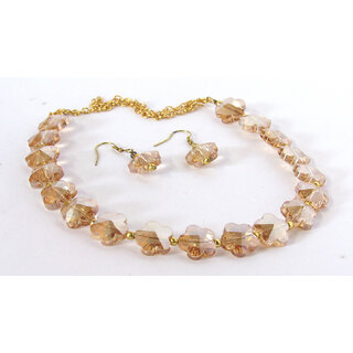 Fancy Golden Glass Beads Necklace Set Fancy Golden Glass Beads Necklace Set