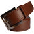 Sunshopping mens brown leatherite needle pin point buckle belt combo with black socks and brown wallet (Pack of three)