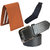 Sunshopping mens black leatherite needle pin point buckle belt combo with black socks and tan wallet (Pack of three)