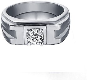 RM Jewellers 92.5 Sterling Silver American Diamond Loving Stylish Ring for Men