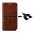 back Flip Cover For  Samsung Galaxy J6 (DARK BROWN) With 3.5mm Stereo Male to Mic Audio Splitter