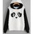 Code Yellow Women's Panda Print Pom Pom Detail Hoodie Sweatshirt