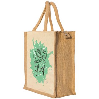 Nisol All you need Classic Printed Lunch Bag | Tote | Hand Bag | Travel Bag | Gift Bag | Jute Bag