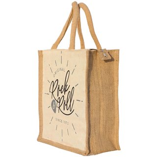 Nisol Rock n Roll Classic Printed Lunch Bag | Tote | Hand Bag | Travel Bag | Gift Bag | Jute Bag