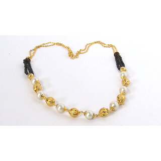                       Fancy Golden And White Ball Mangalsutra                                              