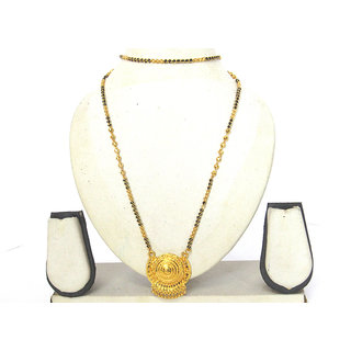 gold black beads long chains