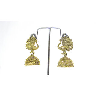                       Golden Peacock Beautiful Jhumka Earring                                              