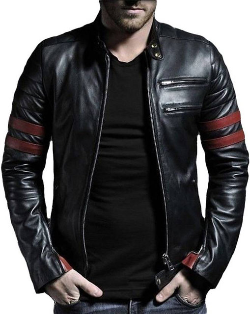 black plain leather jacket