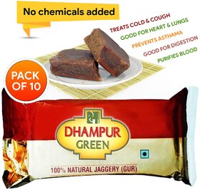 Dhampur Green Jaggery (Gur) 220 gm ( Pack of 10 )