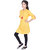 AMMANYA Girls Rayon Printed A-line Knee Length Yellow Kurti