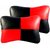 Auto Addict Square Red Black Neck Rest Cushion Pillow Set Of 2 PcsFor Toyota Etios Platinum