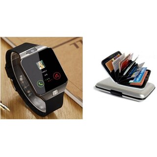 Style Maniac DZ09 with Smart Mobile Watch with sim, Bluetooth, Fitness Tracker,32GB  slot  6 ATM Plastic Card Holder